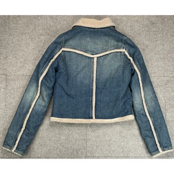 Guess Women's 1970's Vtg Sherpa Lined Full Button Denim Jacket Size Medium - Picture 14 of 14